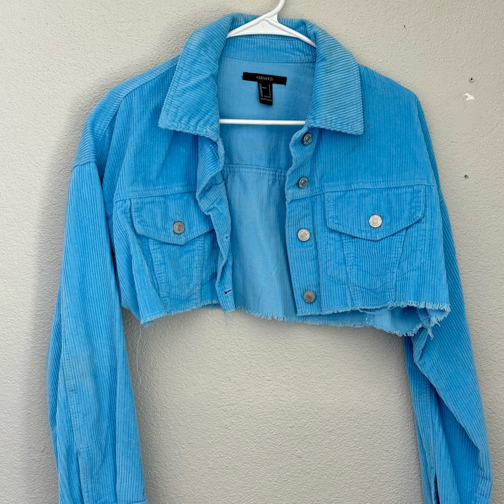 Crop Corduroy Jacket - Forever 21 - Blue